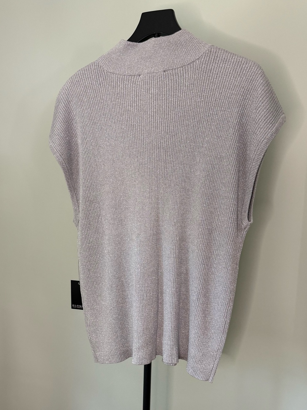 Eloquii Silver Ribbed Mock-Neck Shell - Picture 7 of 7